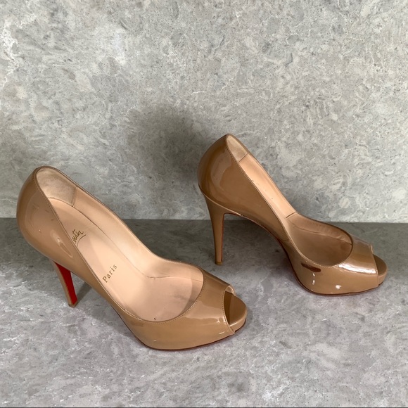 Christian Louboutin Nude Peep Toe Heels - Picture 2 of 10